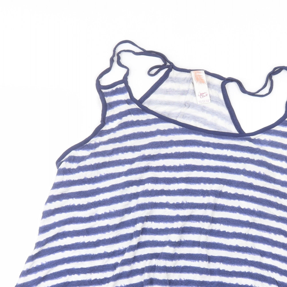 OCEAN CLUB Womens White Striped  Basic Tank Size 18