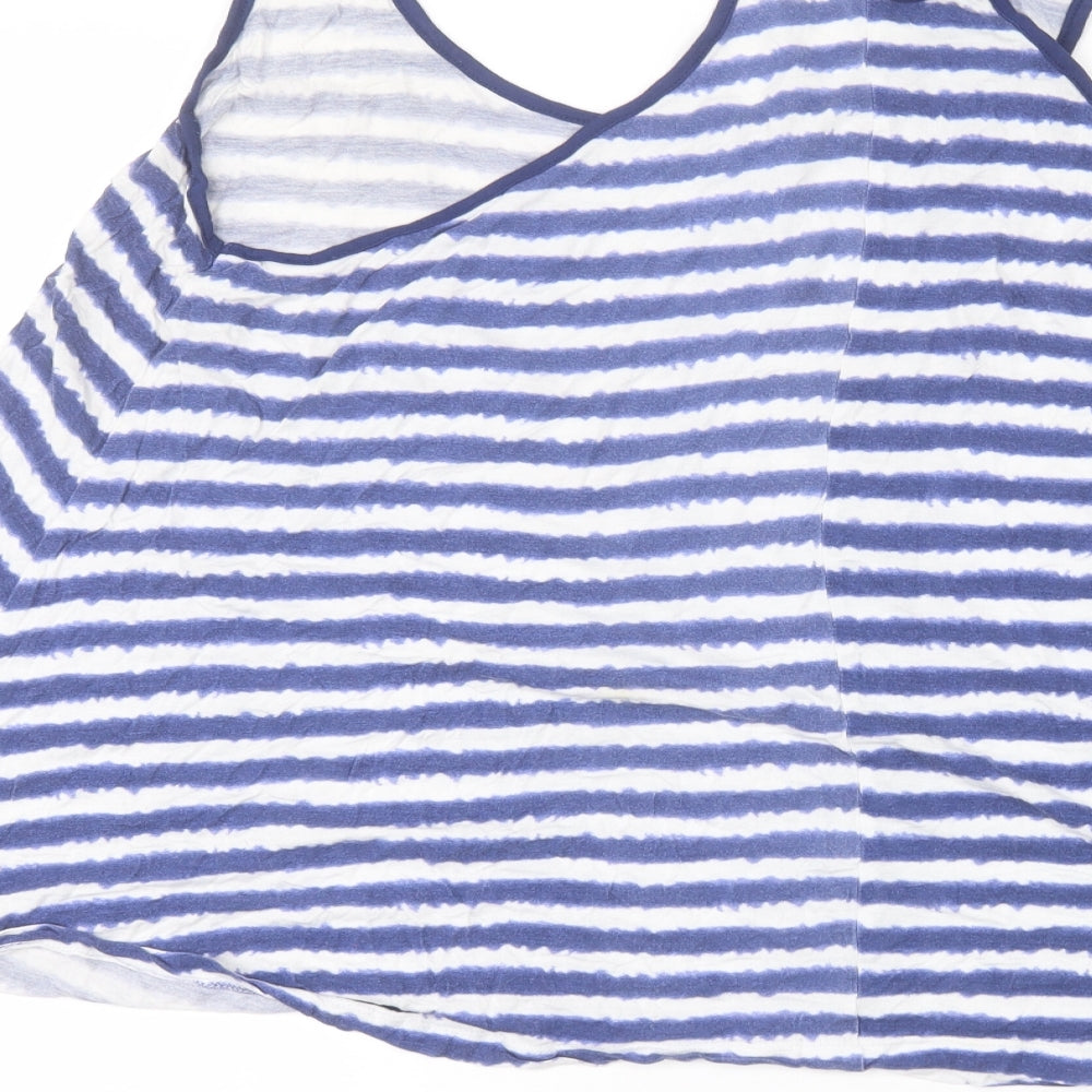 OCEAN CLUB Womens White Striped  Basic Tank Size 18