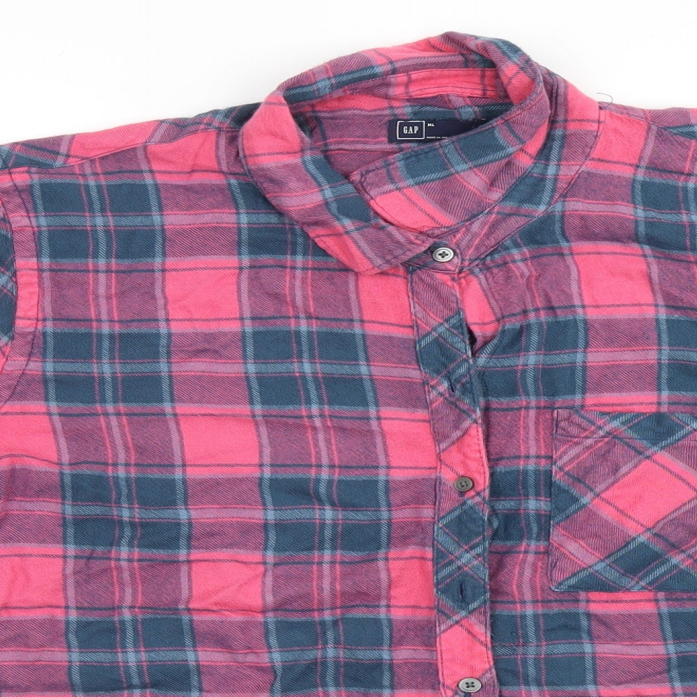 Gap Mens Red Plaid   Button-Up Size XL