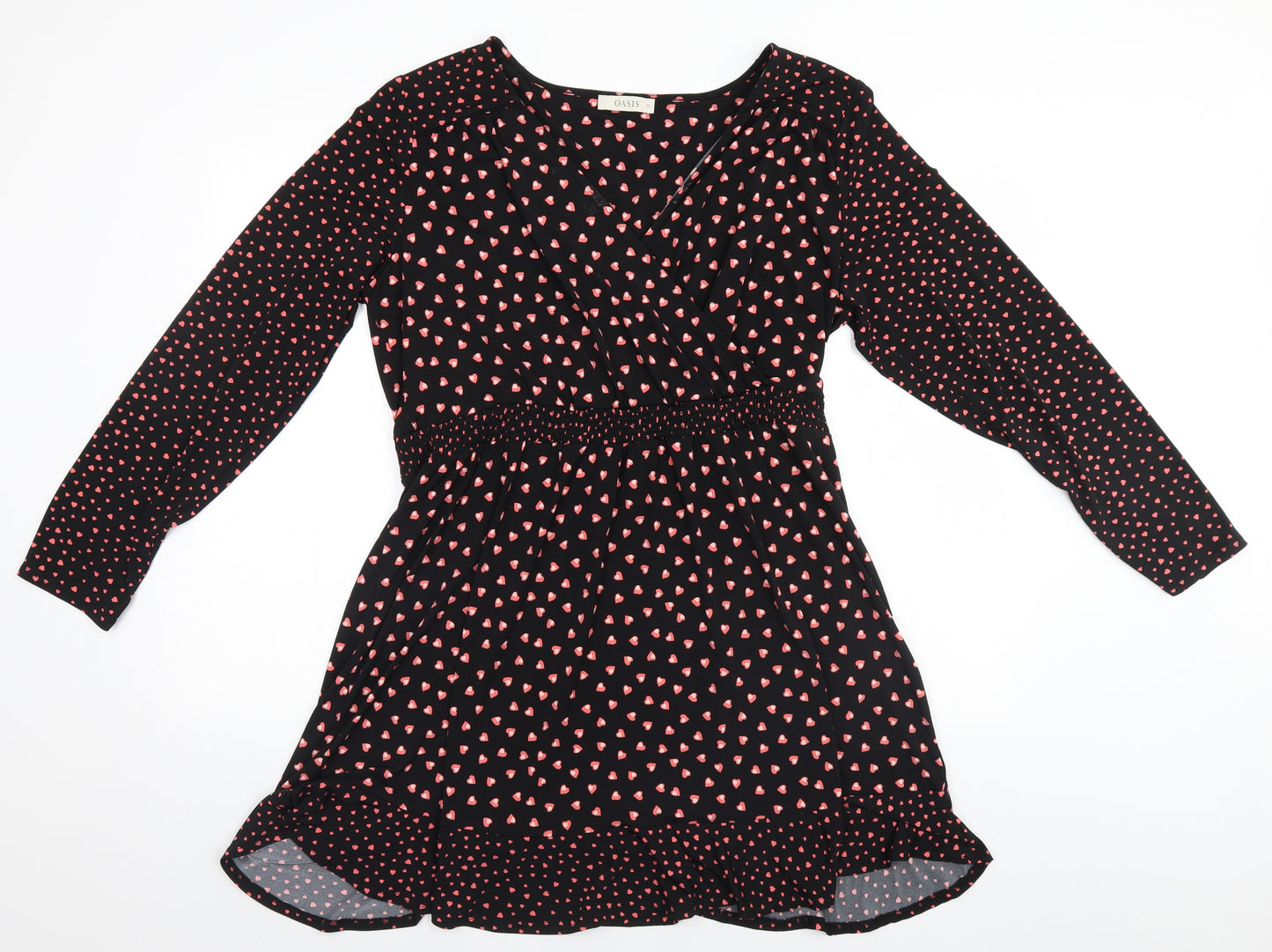 Oasis Womens Black Geometric  A-Line  Size XL  - Hearts