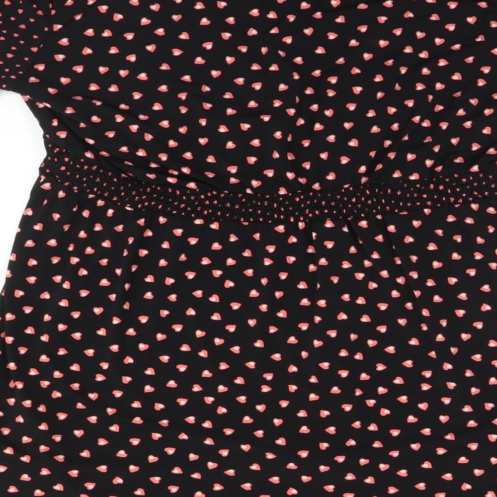 Oasis Womens Black Geometric  A-Line  Size XL  - Hearts