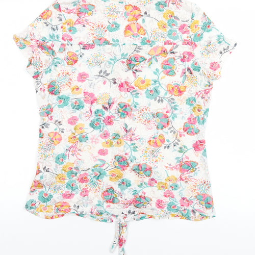 Per Una Womens Ivory Floral  Basic Button-Up Size 14