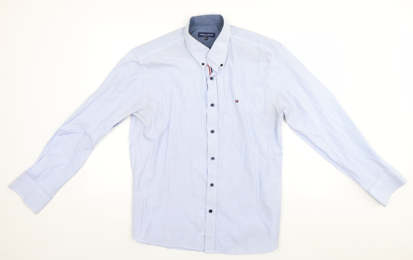 Tommy Hilfiger Mens Blue Striped   Button-Up Size XL