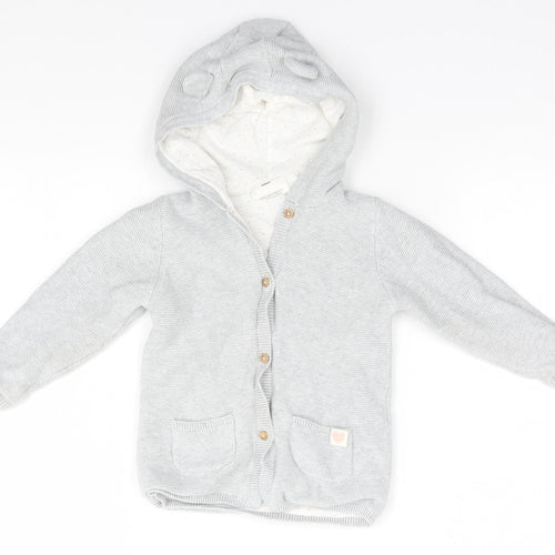 PURE Collection Baby Grey   Cardigan Jumper Size 18-24 Months