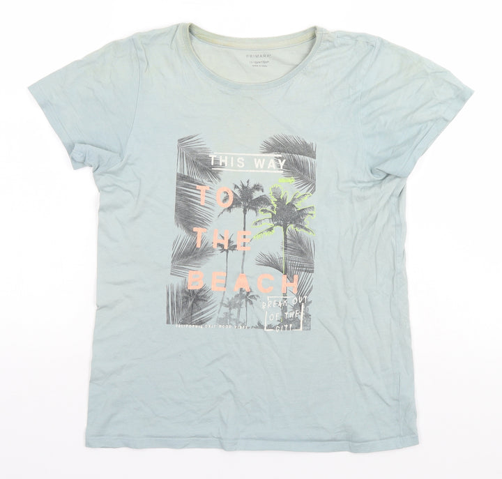 Primark Boys Grey   Basic T-Shirt Size 11-12 Years  - This way to the Beach