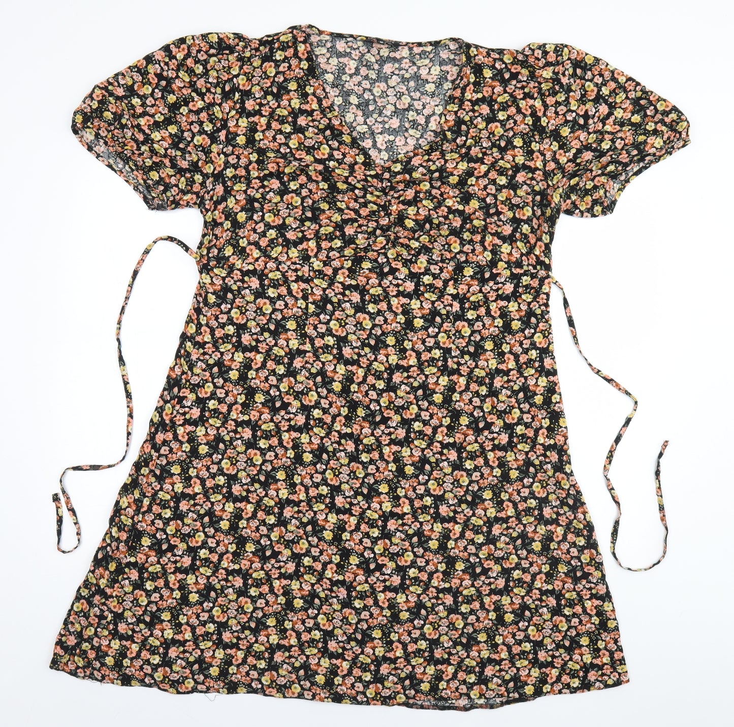 Peacocks Womens Black Floral  A-Line  Size 16