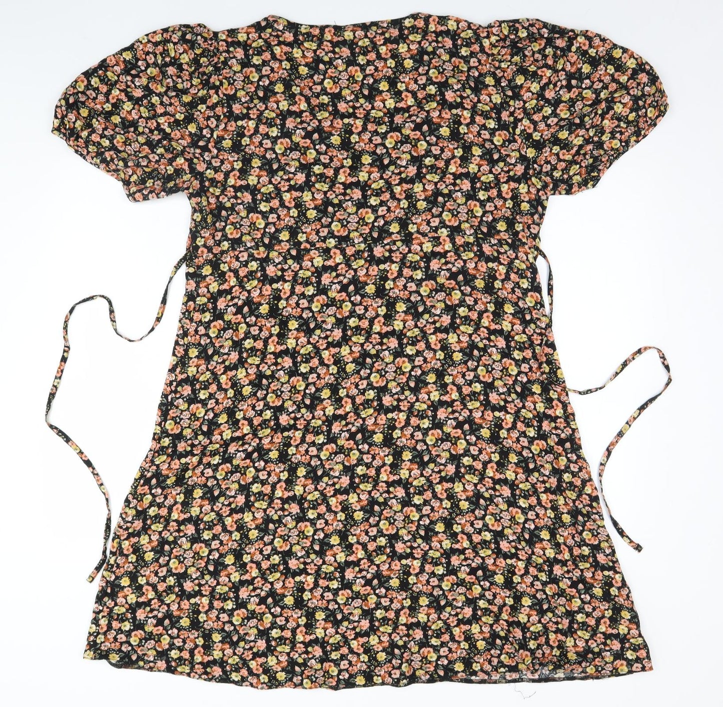 Peacocks Womens Black Floral  A-Line  Size 16