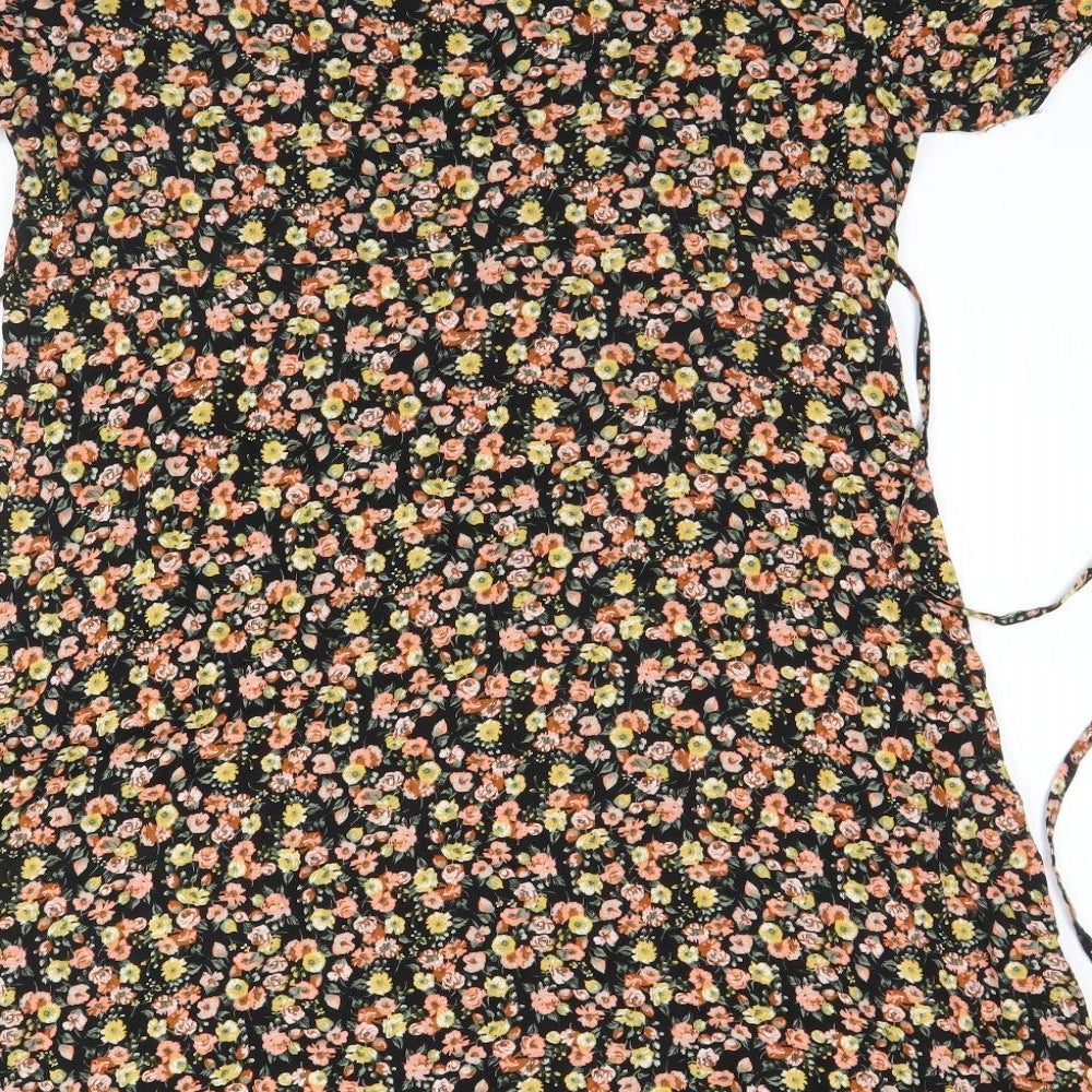 Peacocks Womens Black Floral  A-Line  Size 16