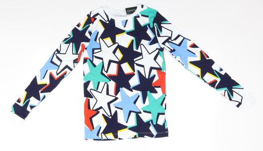 Front view of Dunnes boys’ white geometric pyjama top - stars