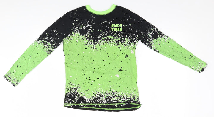 Dunnes Stores Boys Green Solid   Pyjama Top   - #Not Tired