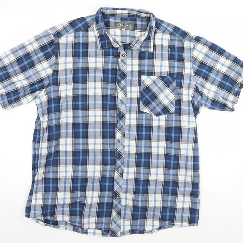 Wardrobe Mens Blue Plaid   Button-Up Size XL