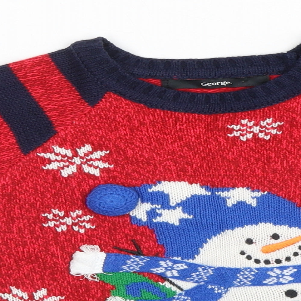 George Boys Red   Pullover Jumper Size 3-4 Years  - Christmas, Snowman