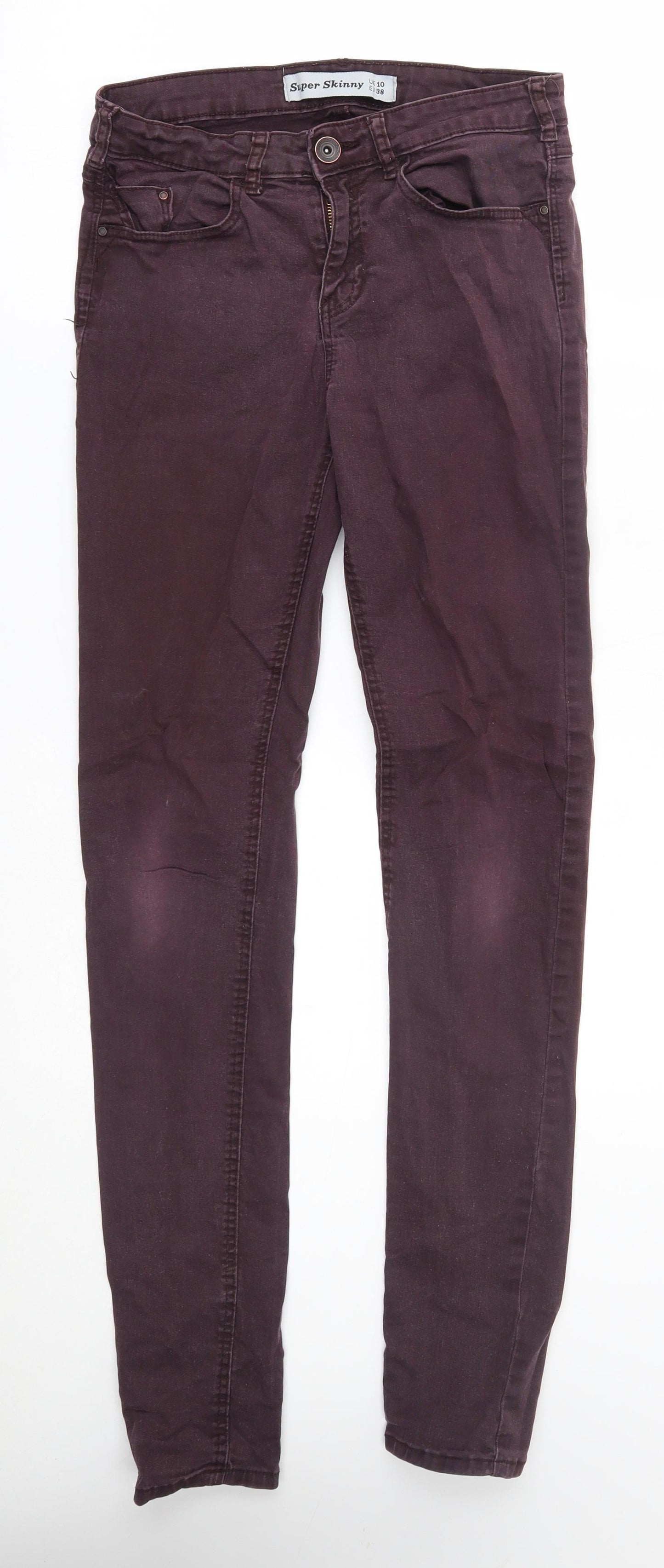 Preworn Womens Red   Skinny Jeans Size 10 L31 in - super skinny