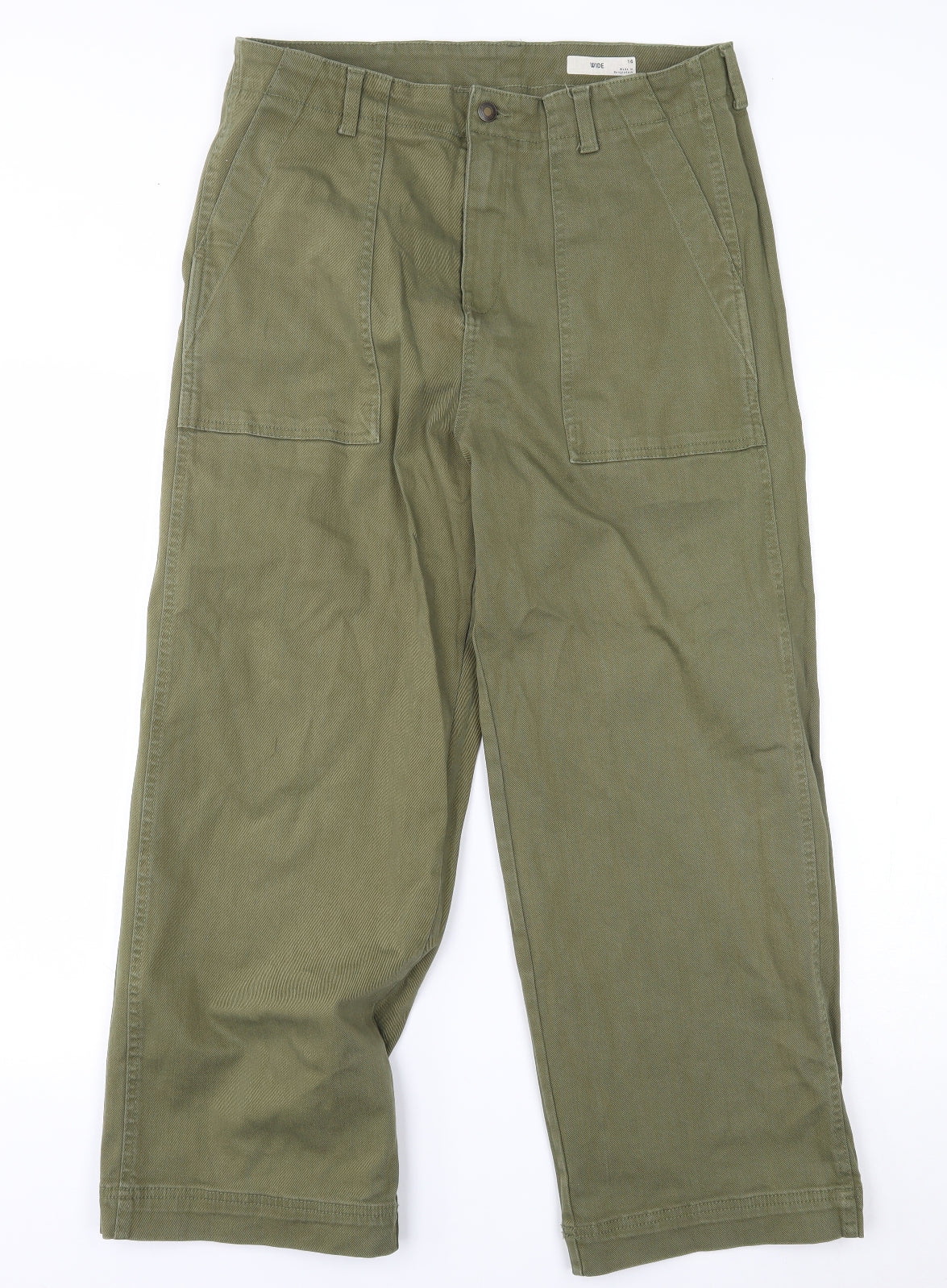 M&S Womens Green   Wide-Leg Jeans Size 16 L27 in