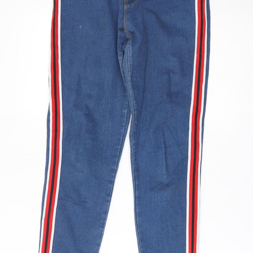 Be Cool Womens Blue Striped  Skinny Jeans Size 8 L28 in