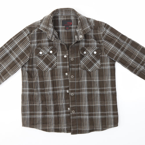 NEXT Boys Brown Check  Basic Button-Up Size 8 Years