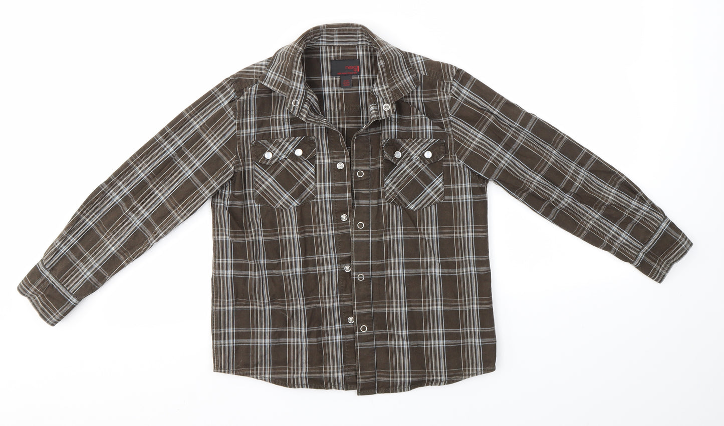 NEXT Boys Brown Check  Basic Button-Up Size 8 Years