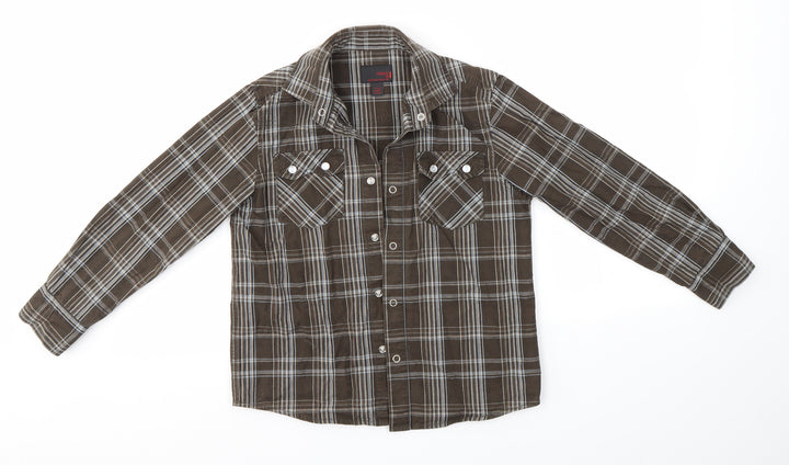 NEXT Boys Brown Check  Basic Button-Up Size 8 Years