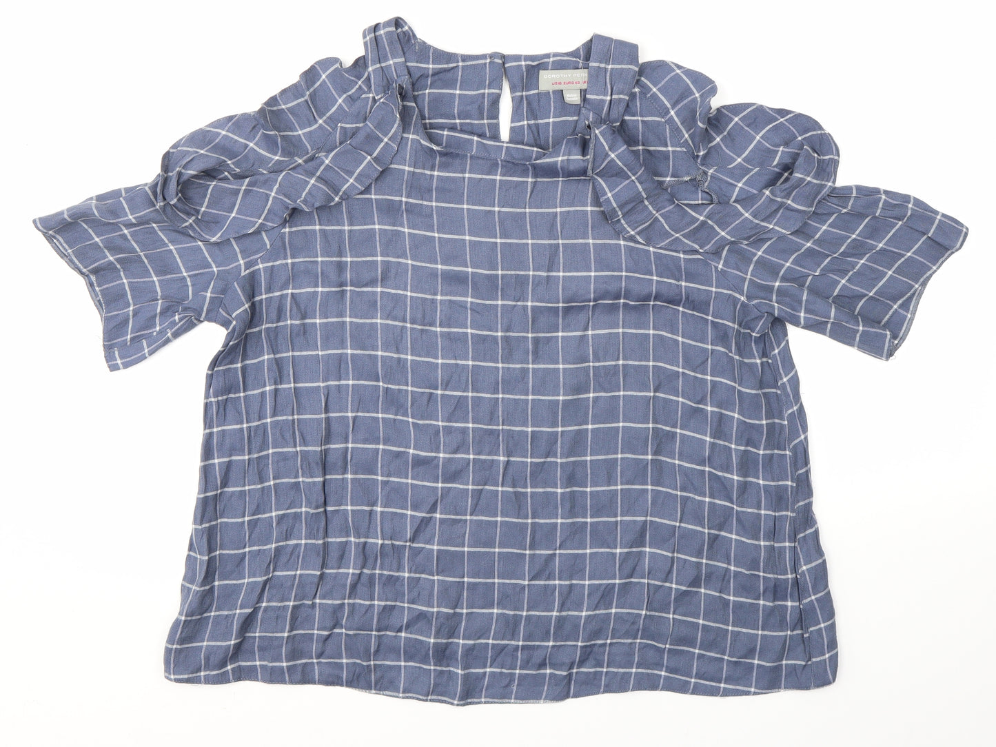 Dorothy Perkins Womens Blue Check  Basic Blouse Size 14