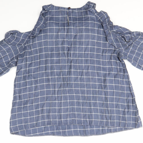Dorothy Perkins Womens Blue Check  Basic Blouse Size 14
