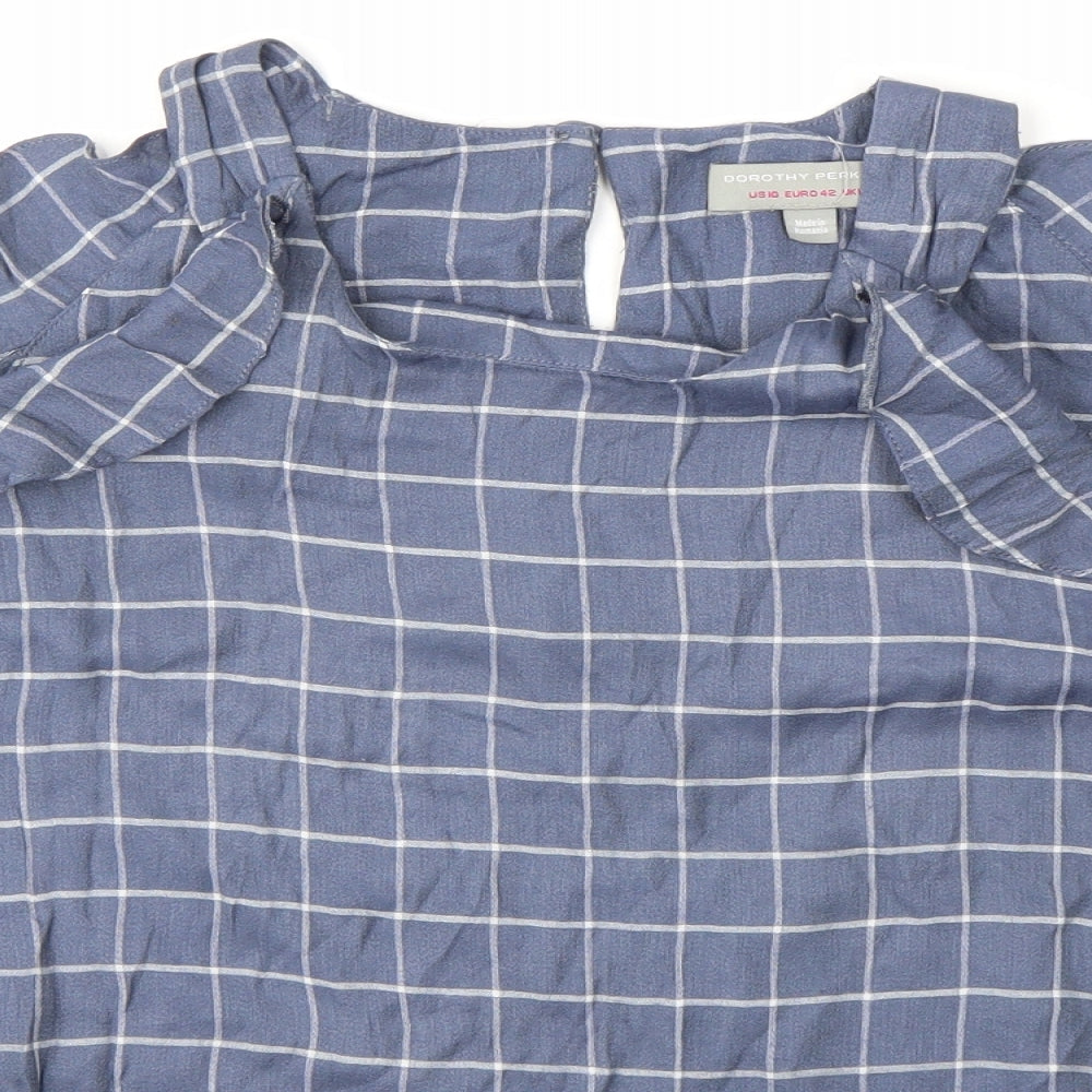 Dorothy Perkins Womens Blue Check  Basic Blouse Size 14