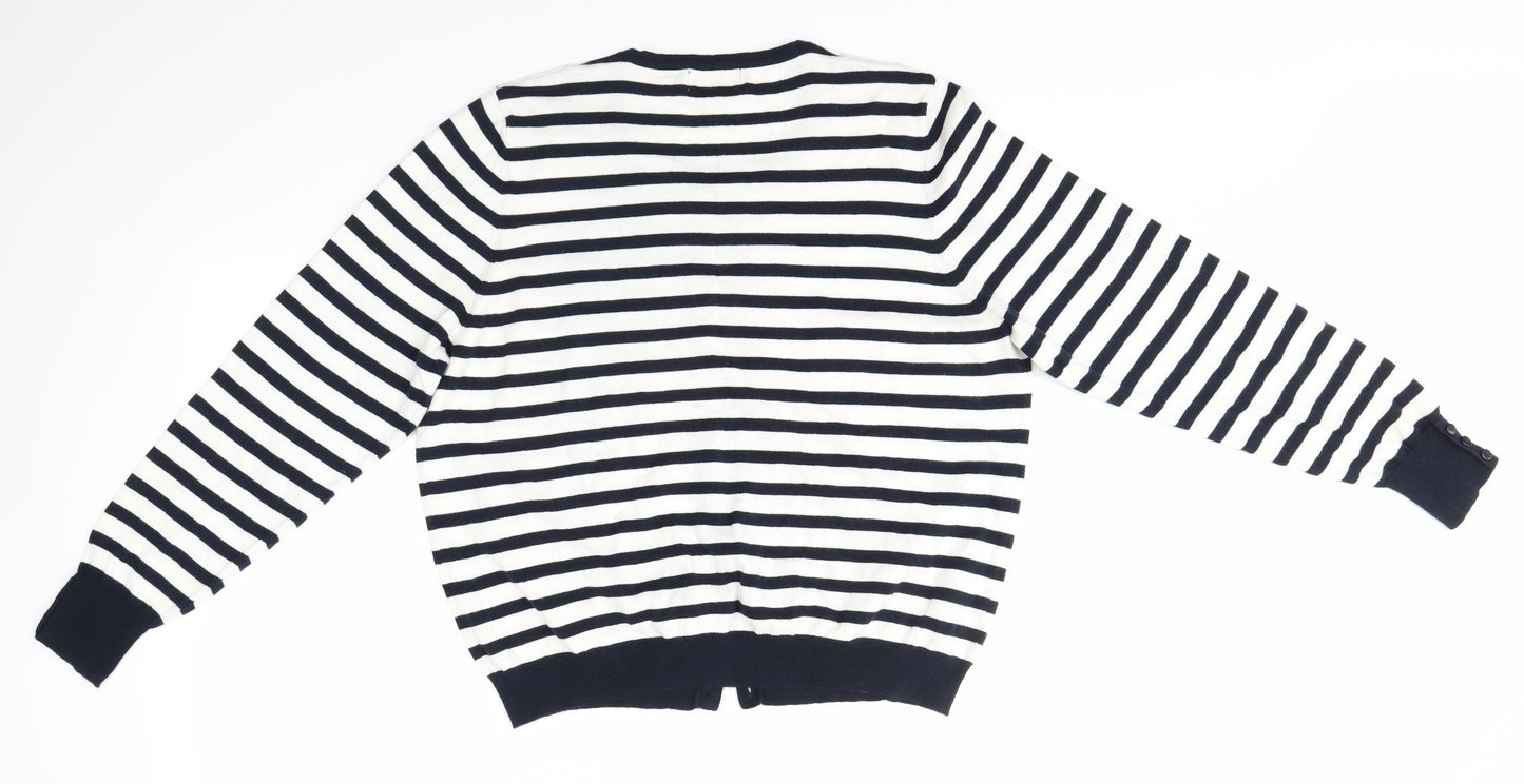 NEXT Womens Blue Striped  Cardigan Jumper Size 20