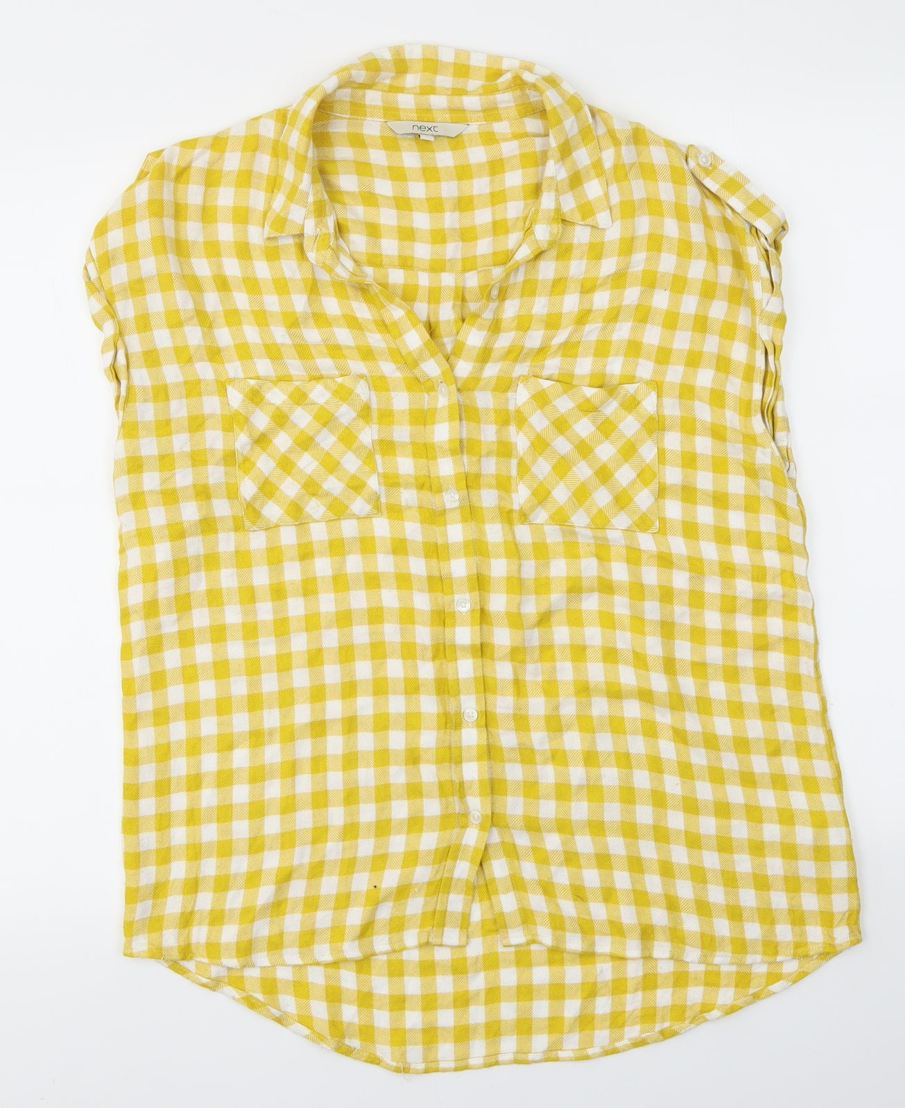 NEXT Womens Yellow Check  Basic Button-Up Size 12