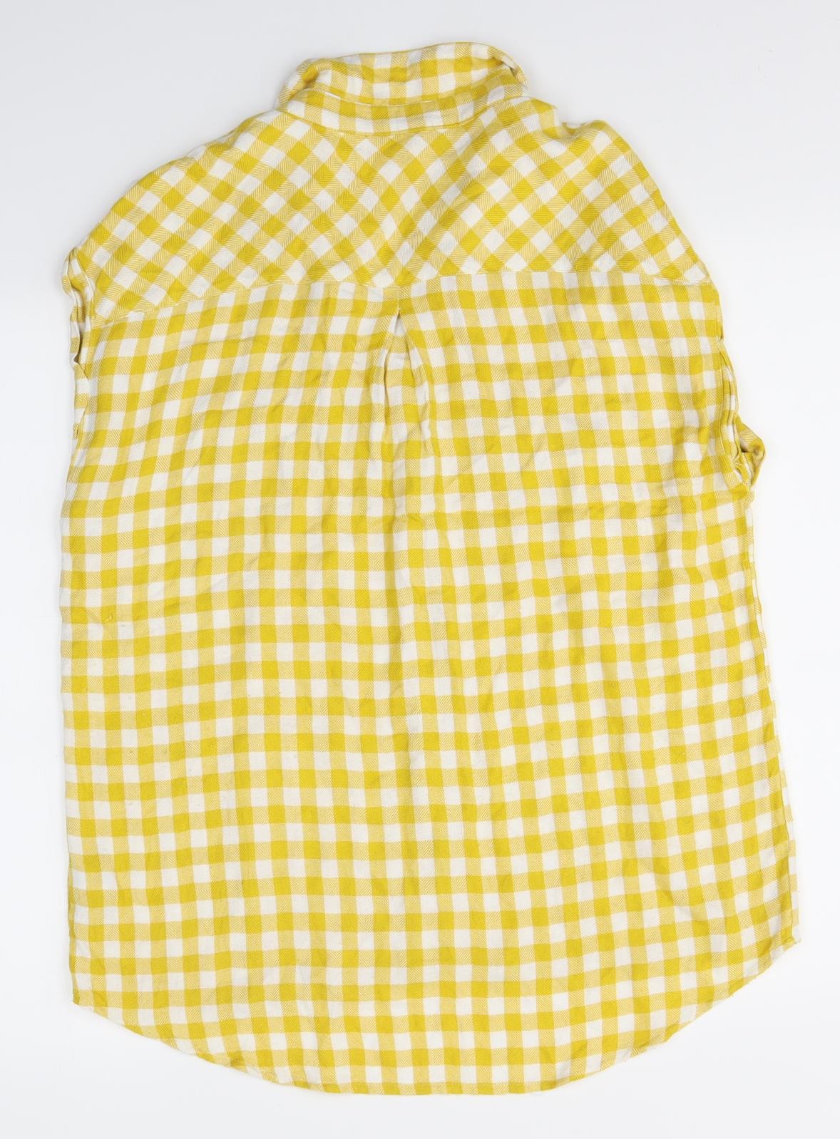 NEXT Womens Yellow Check  Basic Button-Up Size 12