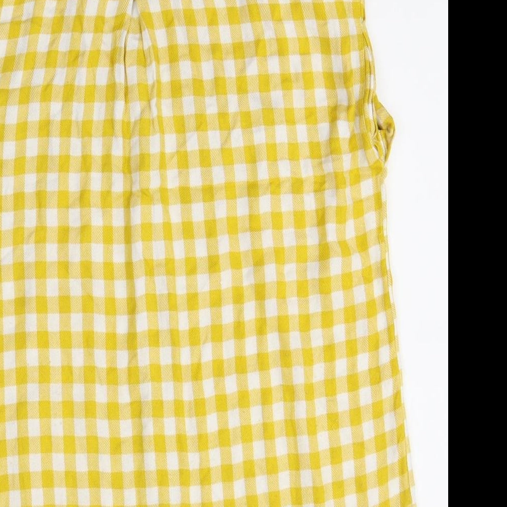 NEXT Womens Yellow Check  Basic Button-Up Size 12
