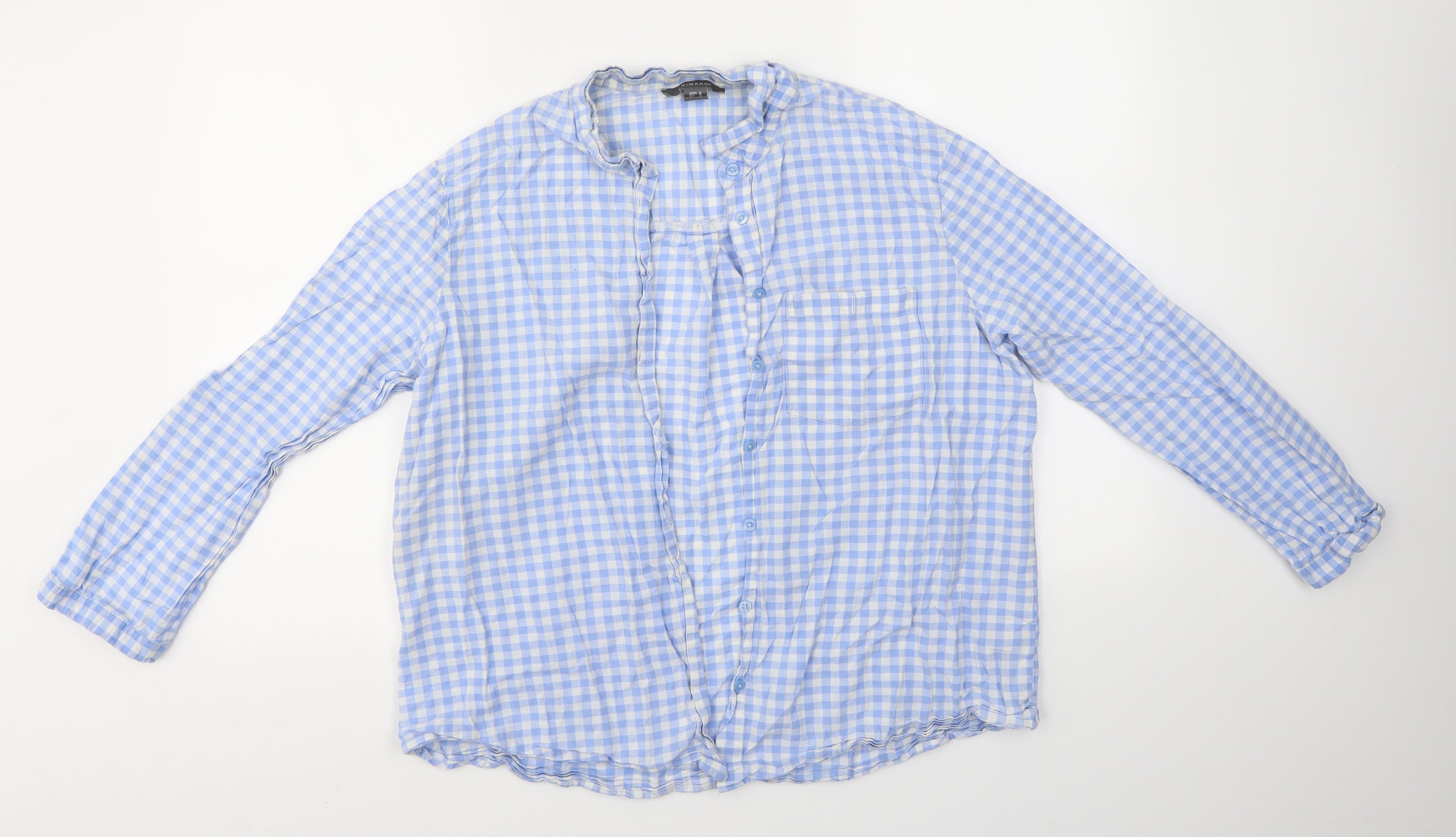 Primark Womens Blue Check Basic Button-Up Size 18 – Preworn