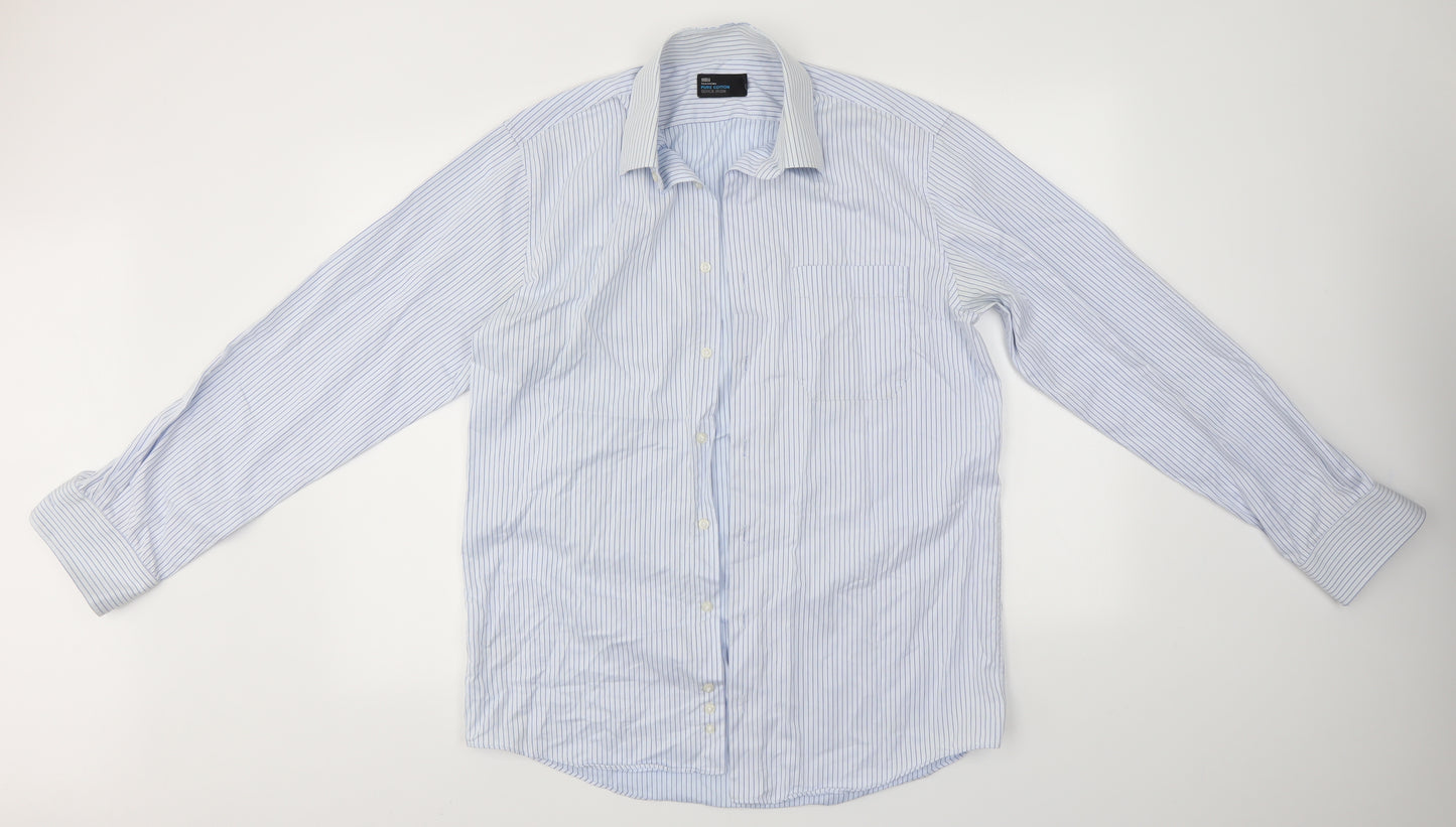 M&S Mens Blue    Dress Shirt Size 15.5