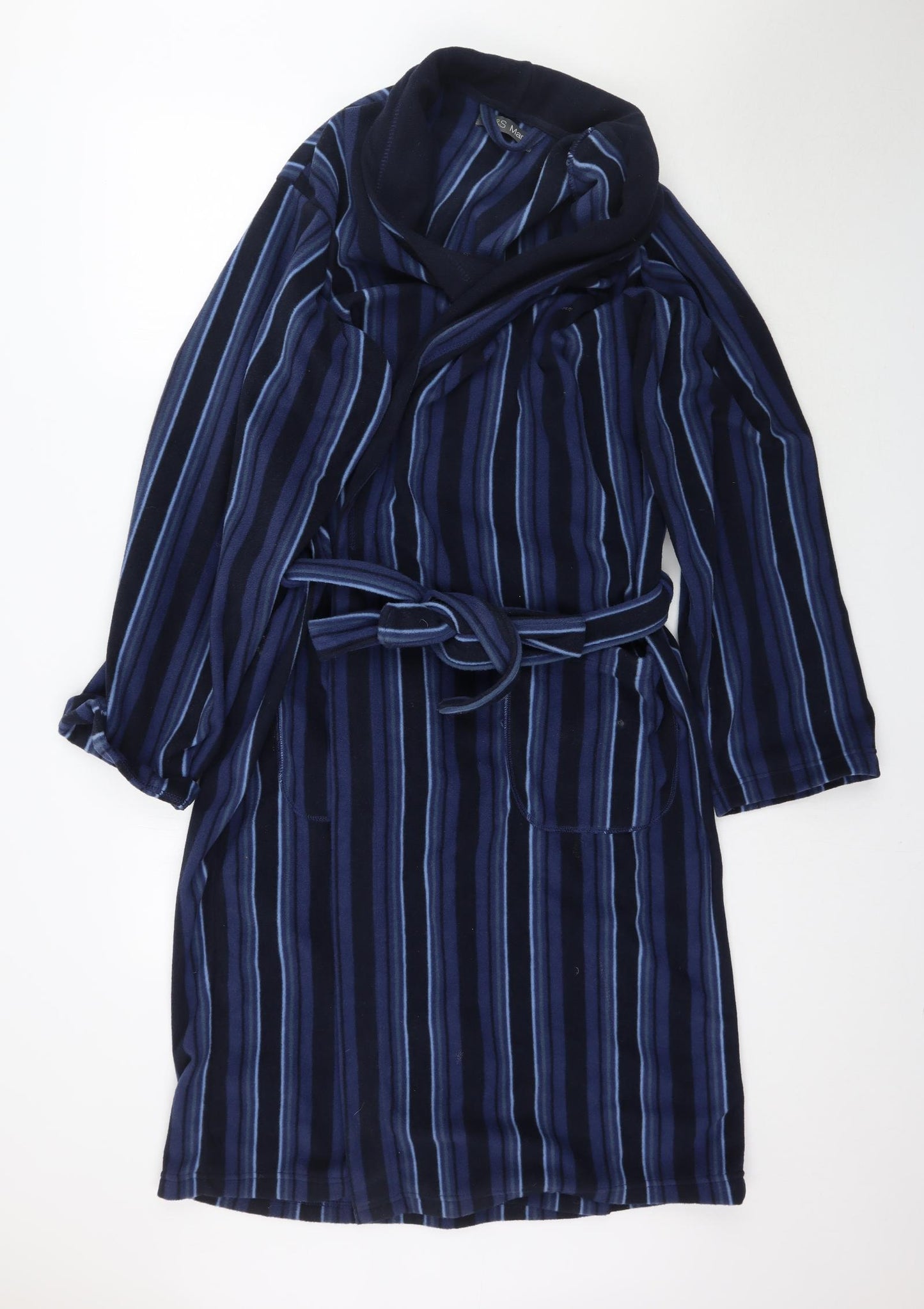 Marks and Spencer Mens Blue Striped   Robe Size XL