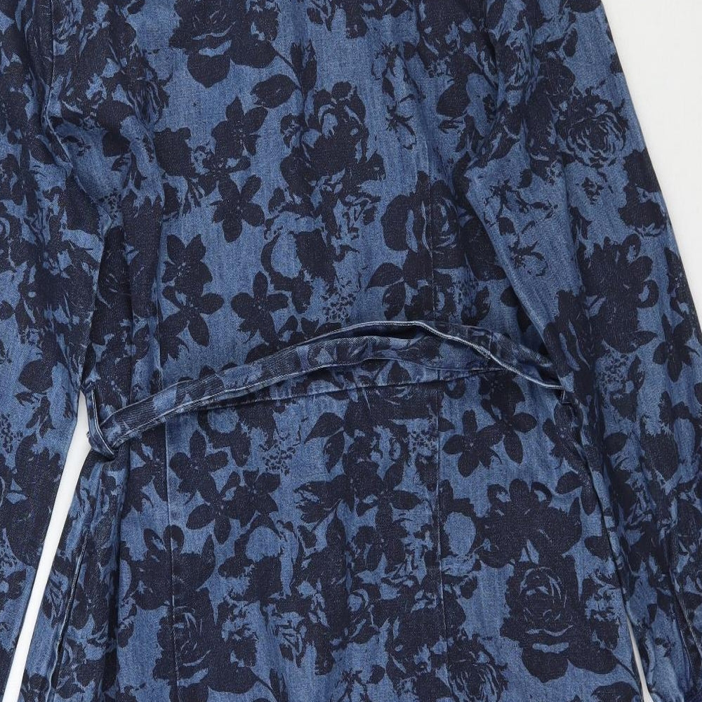 TU Womens Blue Floral Denim Jacket Dress  Size 14