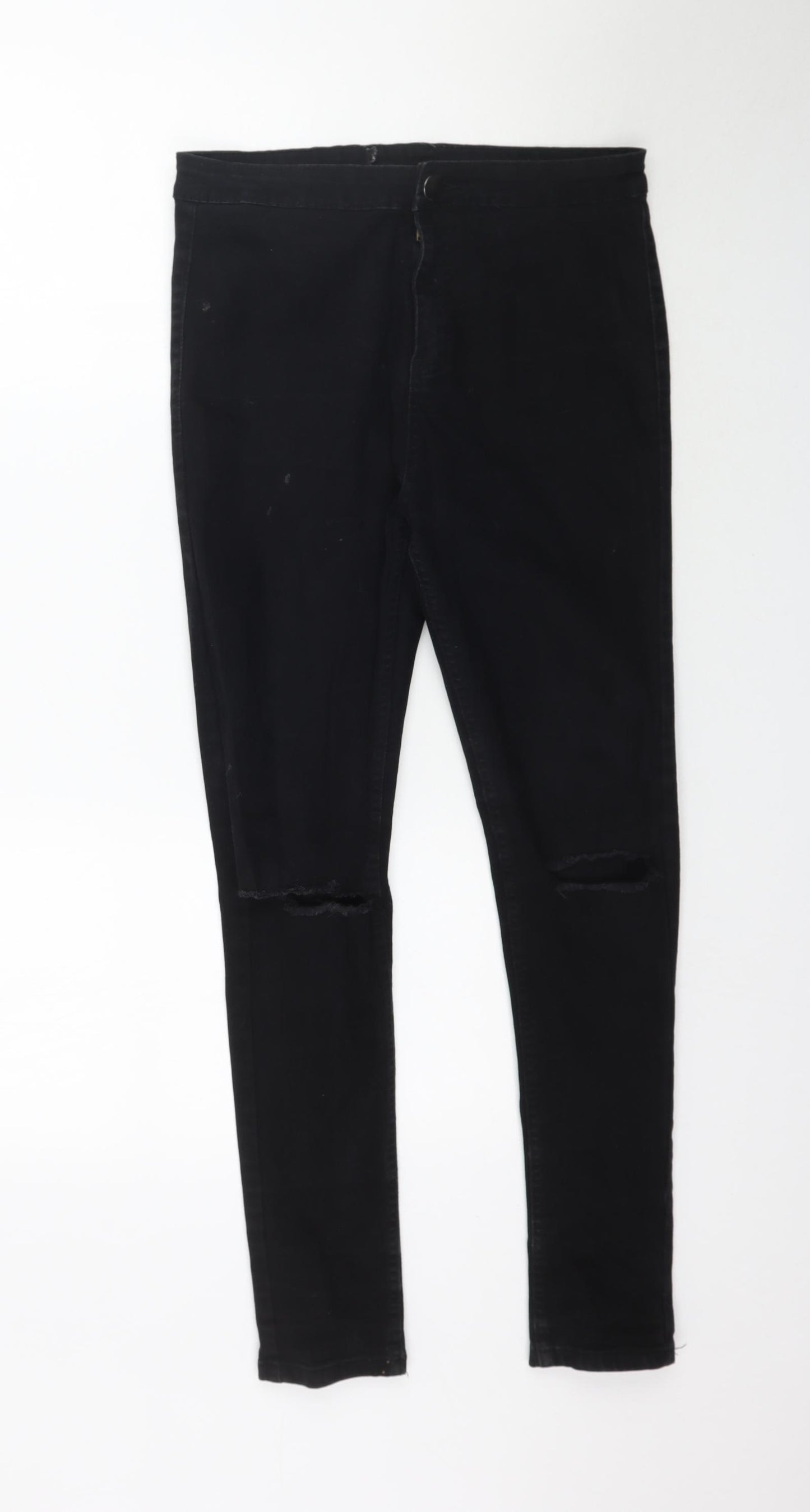 Preworn Womens Black  Denim Skinny Jeans Size 12 L28 in