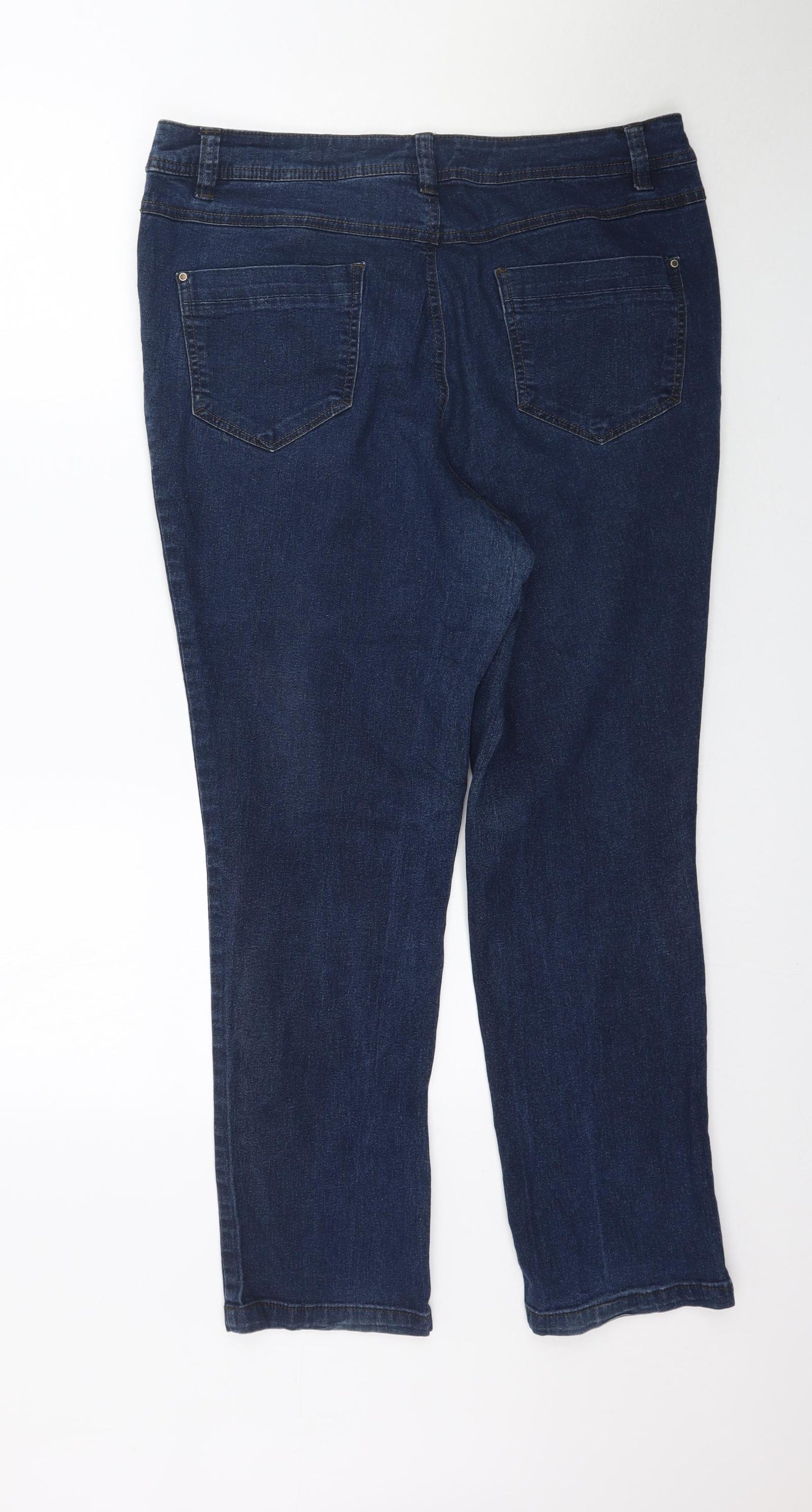 Preworn Womens Blue  Denim Straight Jeans Size 16 L29 in