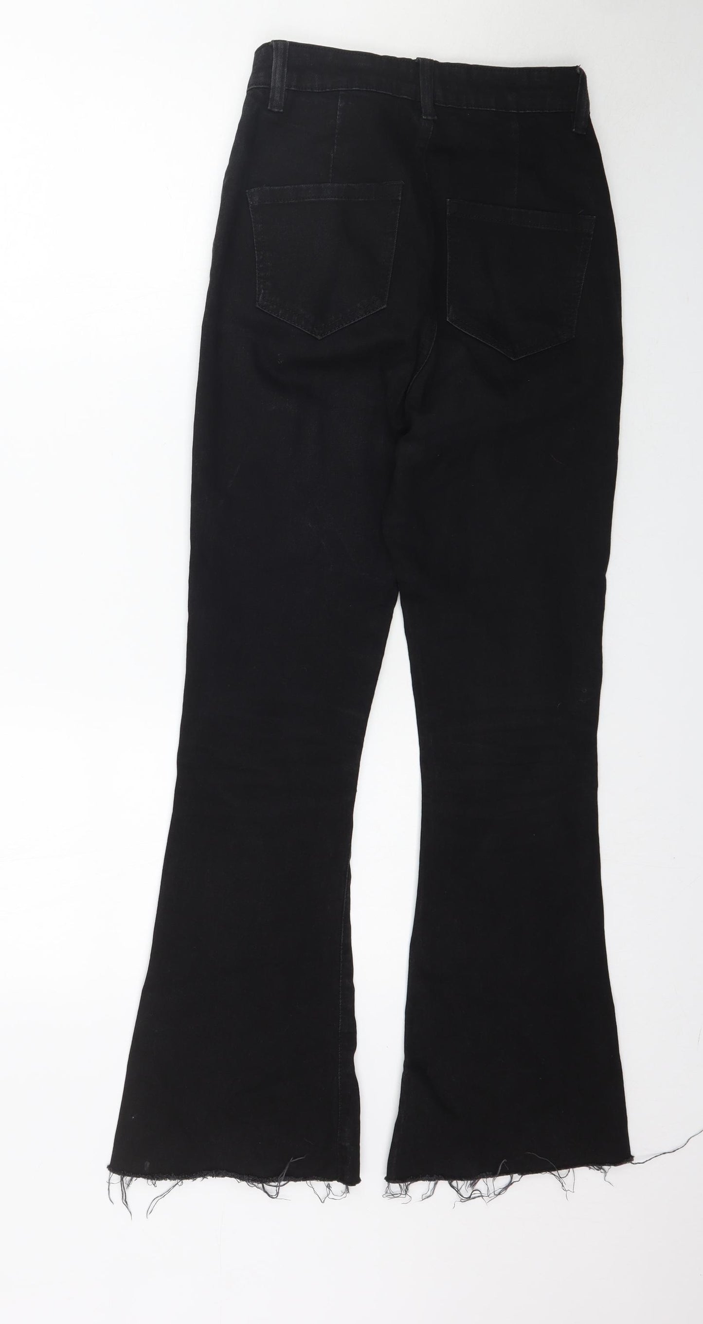Boohoo Womens Black  Denim Flared Jeans Size 6 L29 in