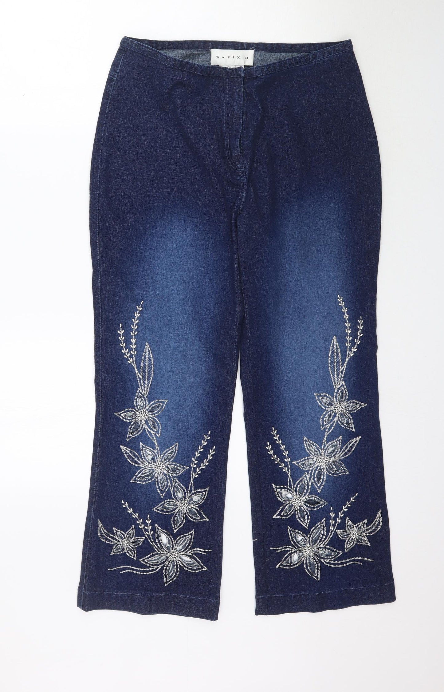Basix II Womens Blue  Denim Bootcut Jeans Size 12 L27 in