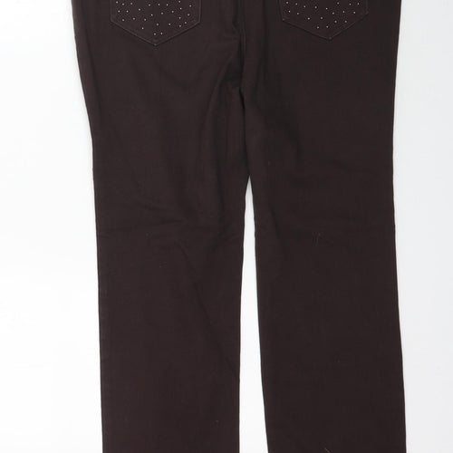 Marks and Spencer Womens Brown  Denim Straight Jeans Size 14 L28 in