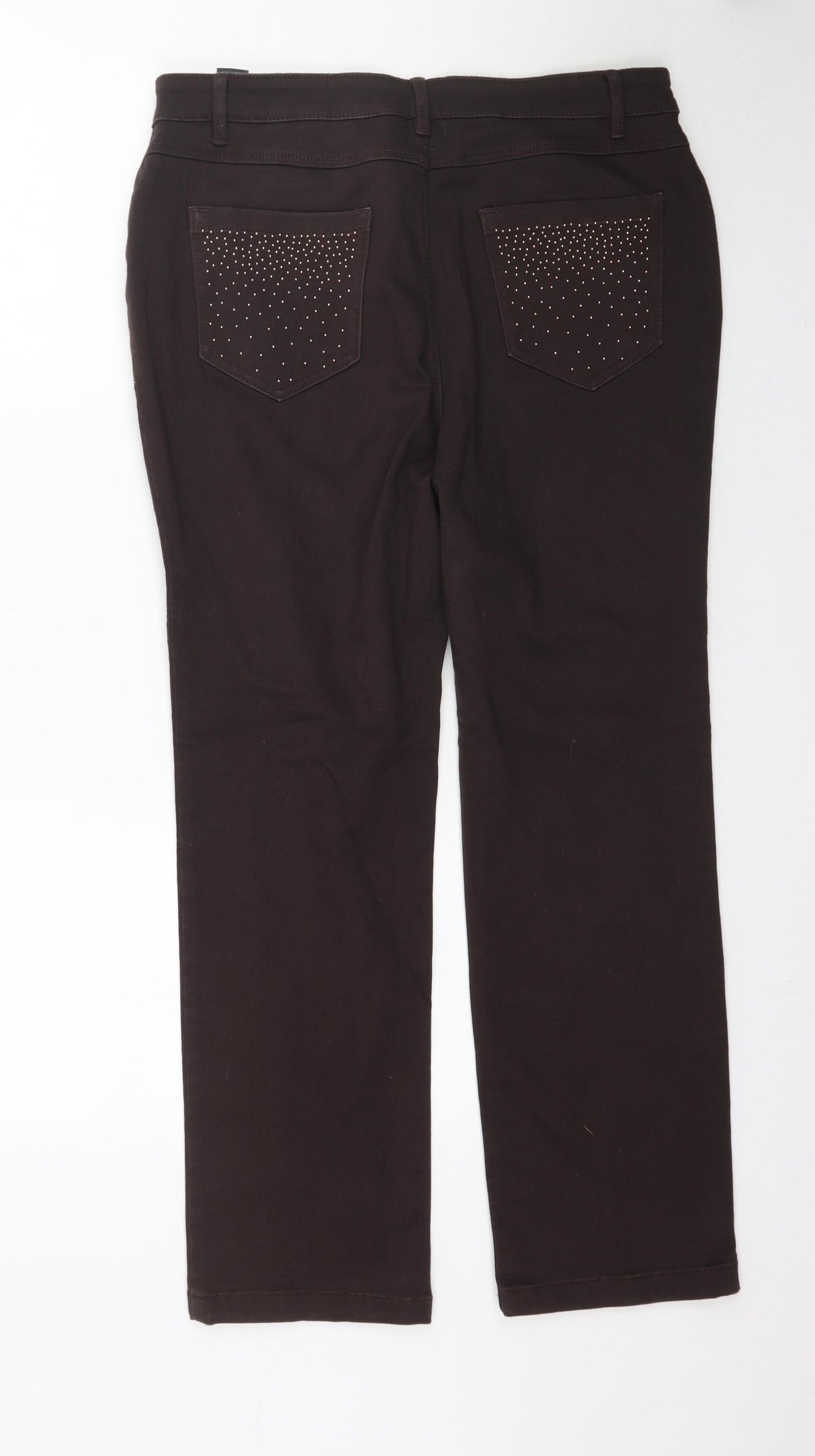 Marks and Spencer Womens Brown  Denim Straight Jeans Size 14 L28 in