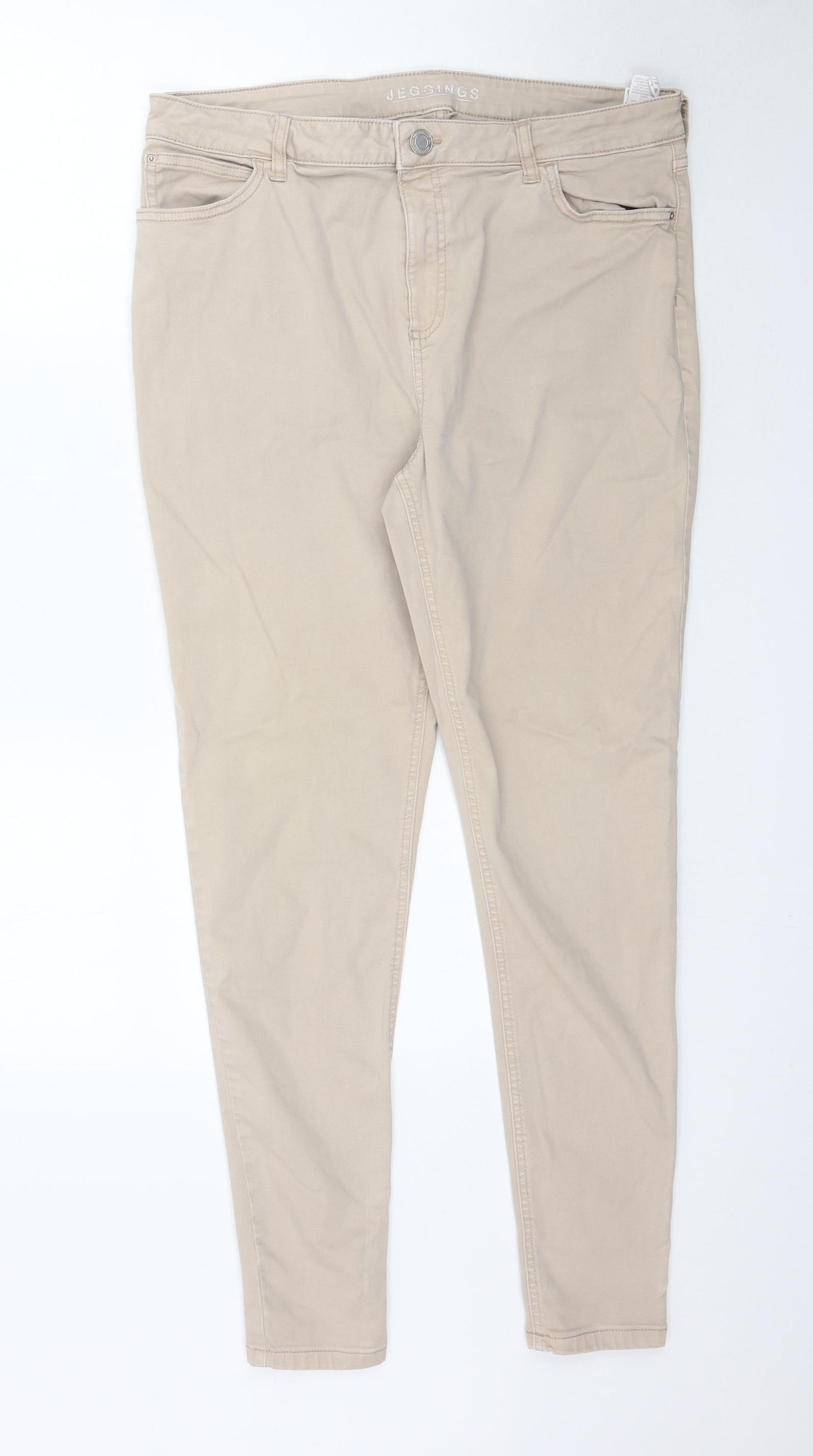 Marks and Spencer Womens Beige  Denim Skinny Jeans Size 16 L30 in
