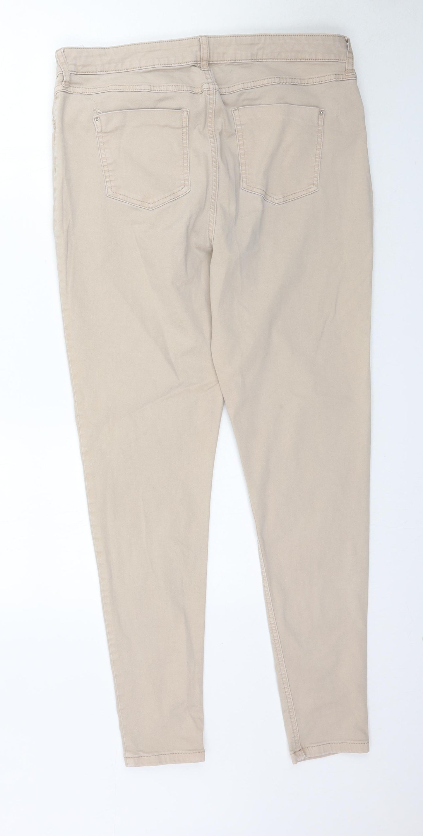 Marks and Spencer Womens Beige  Denim Skinny Jeans Size 16 L30 in