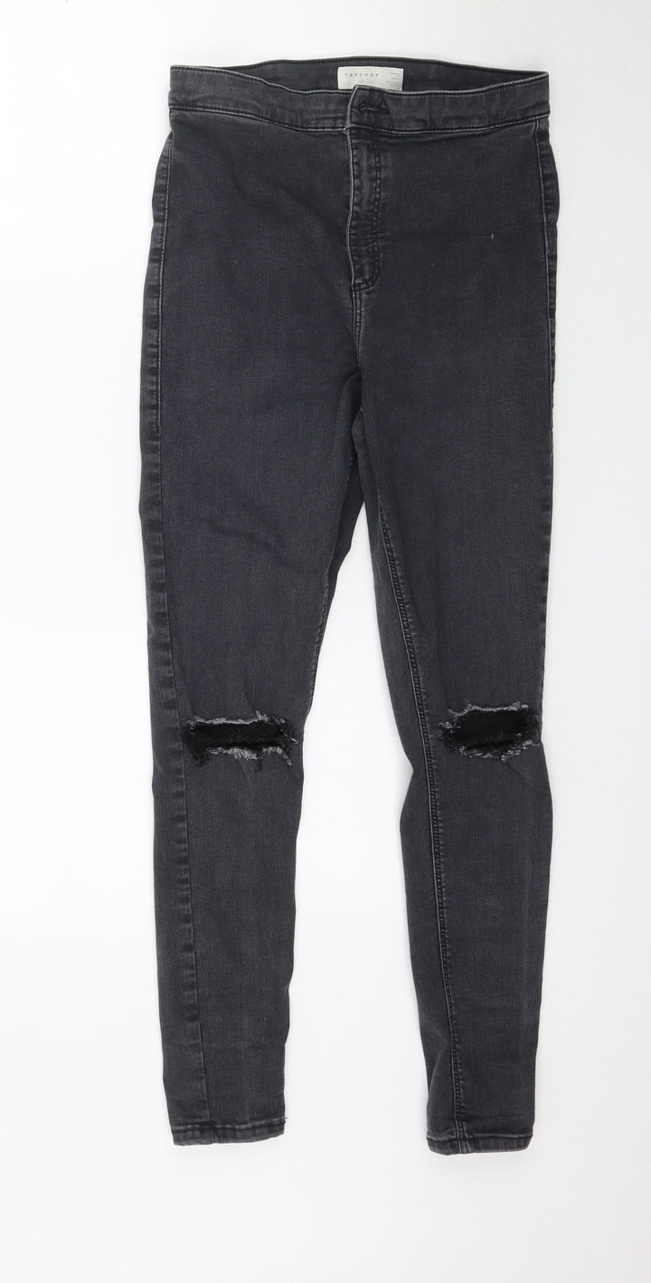 Topshop Womens Black Denim Skinny Jeans Size 32 L28 in