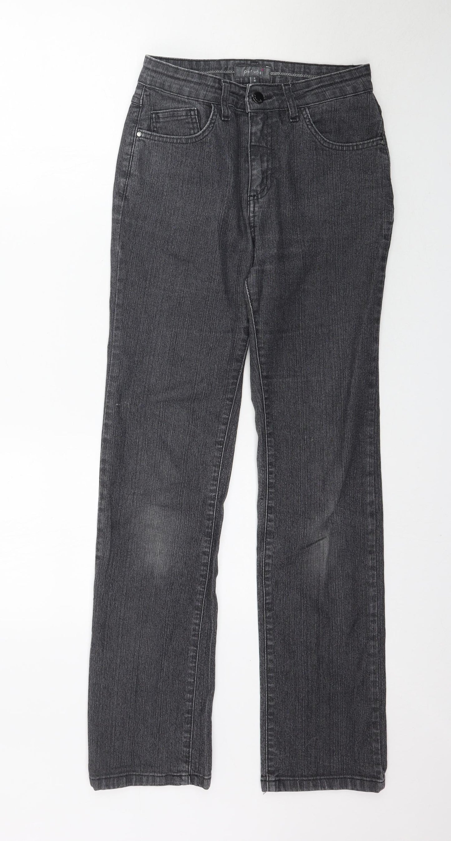 Per Una Womens Grey  Denim Straight Jeans Size 8 L30 in