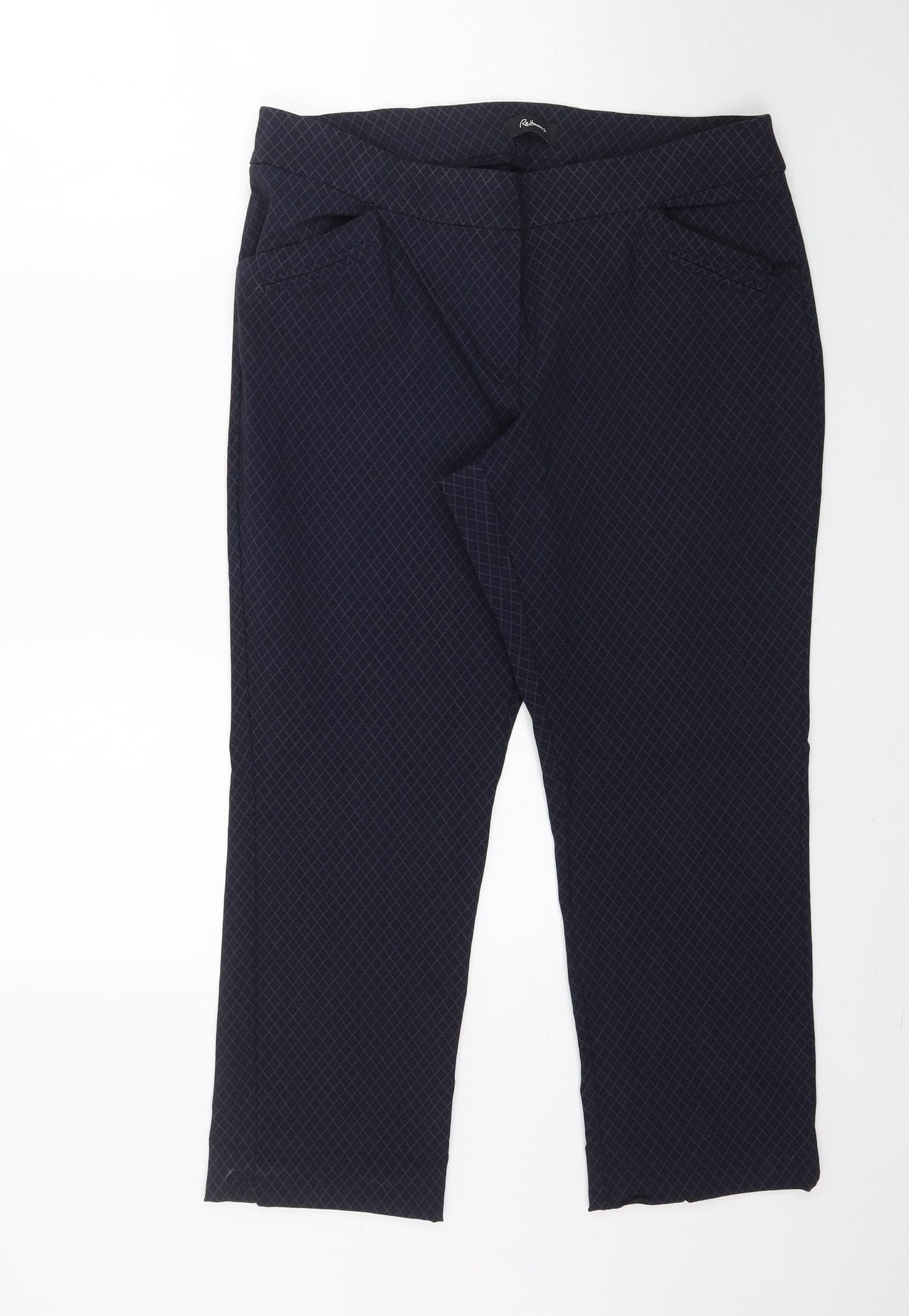 Reitmans Womens Blue Argyle/Diamond  Trousers  Size 18 L26 in