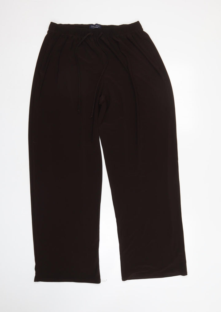Saloos Womens Brown Trousers Size 2XL L30 in - Elastic Waist