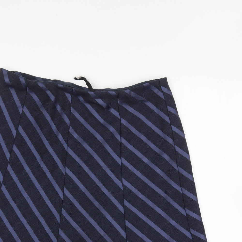 Marks and Spencer Womens Blue Striped  A-Line Skirt Size 12