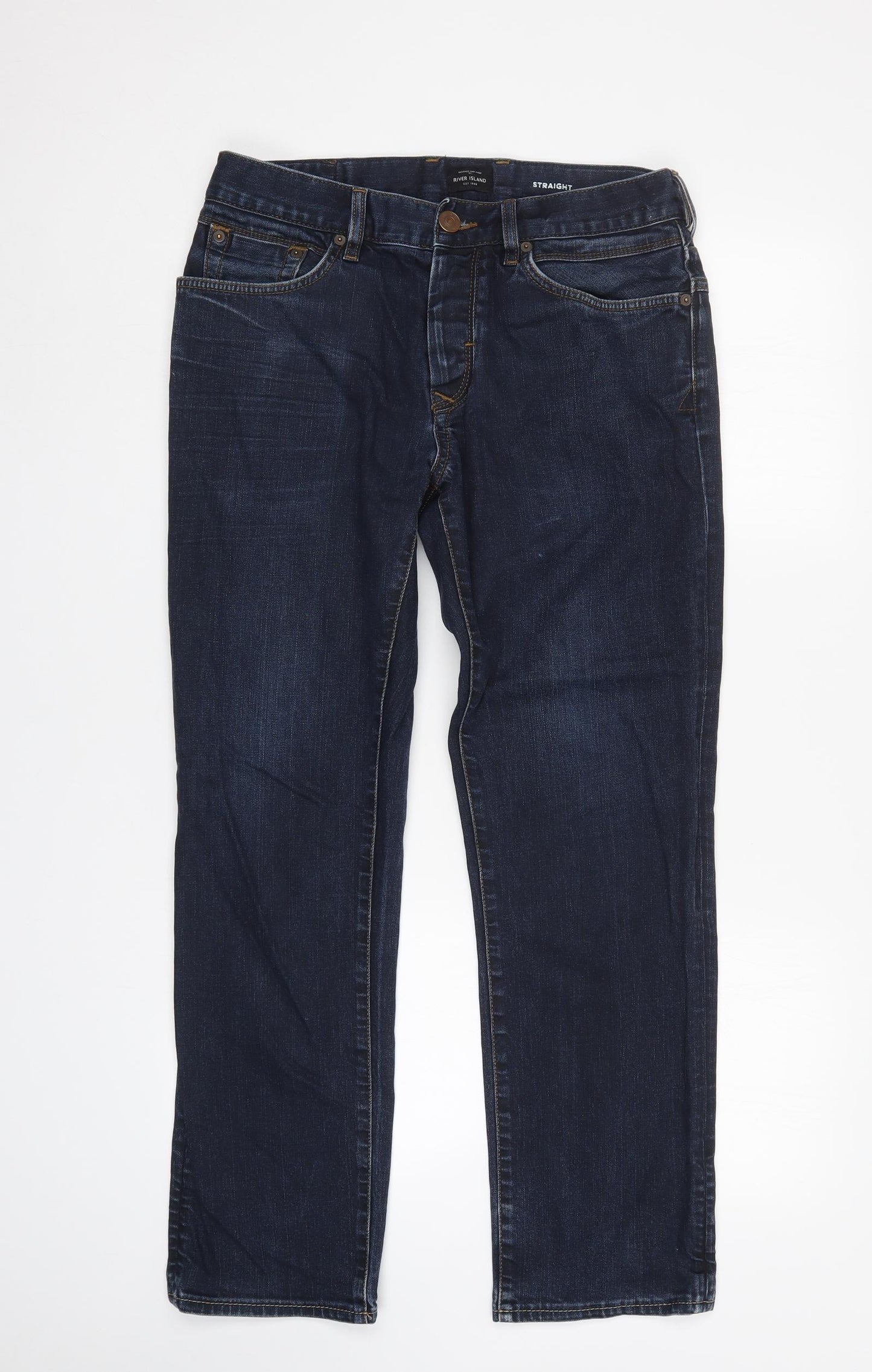 River Island Mens Blue   Straight Jeans Size 32 L34 in