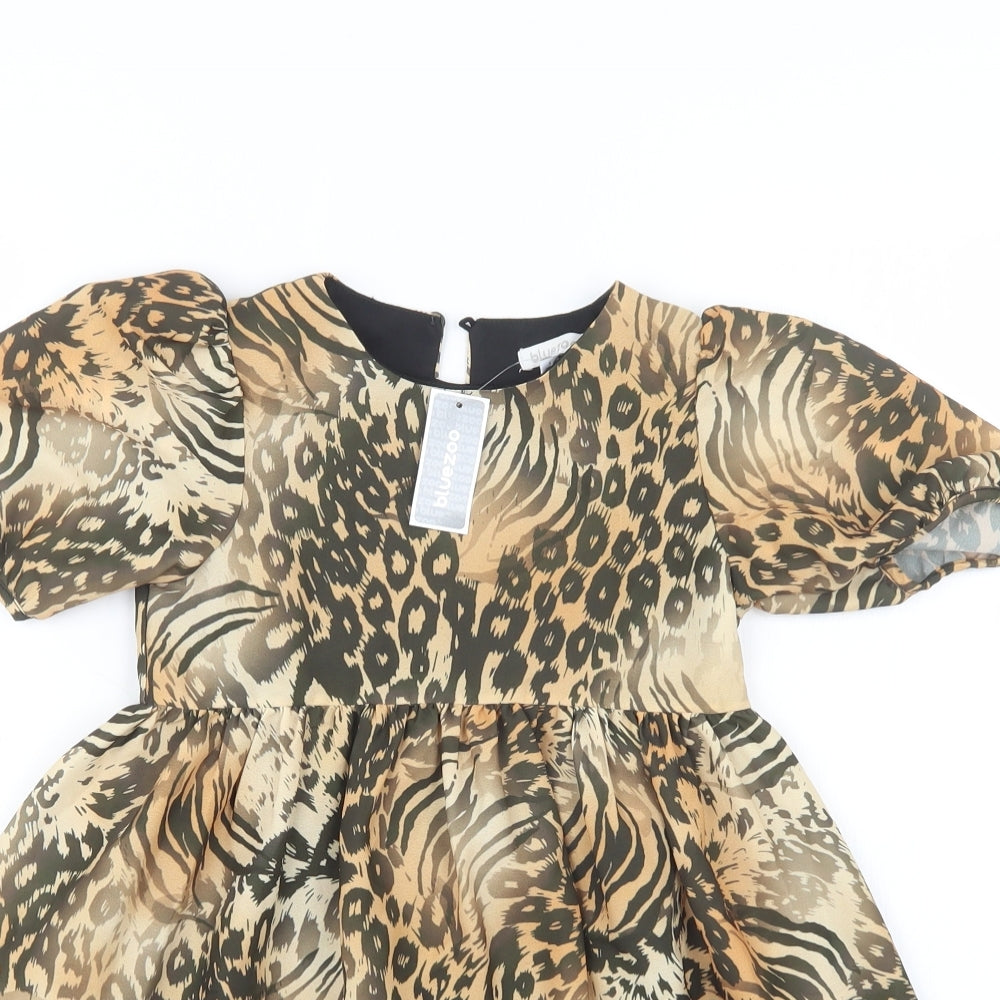 Blue Zoo Girls Black Animal Print  A-Line  Size 5 Years