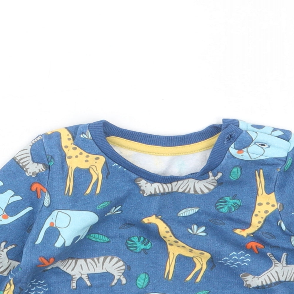 Matalan Boys Blue Geometric  Babydoll Pyjama Set Size 6-9 Months  - Animals