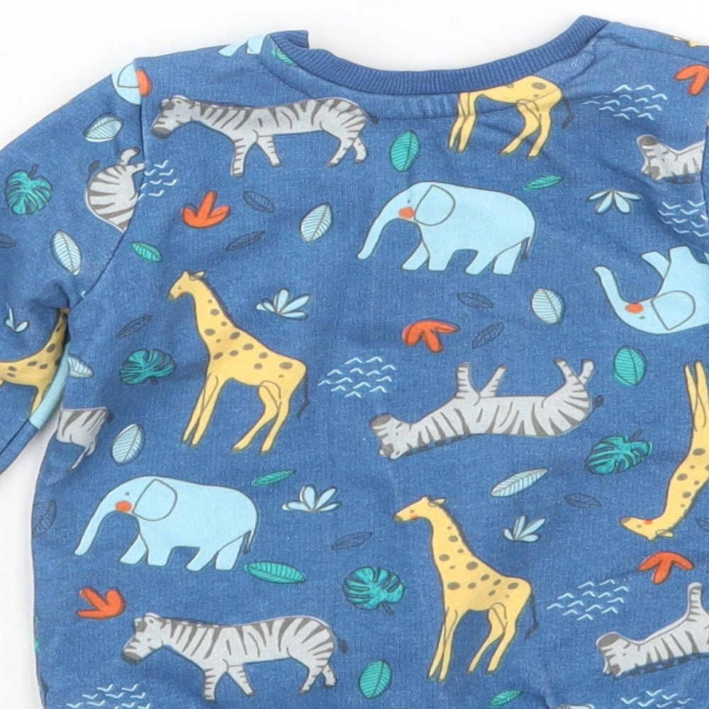 Matalan Boys Blue Geometric  Babydoll Pyjama Set Size 6-9 Months  - Animals